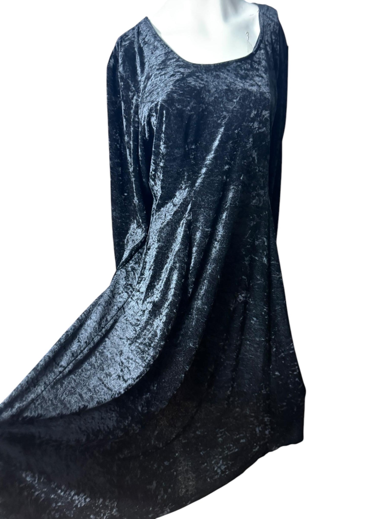 Vintage 80's black velour dress L XL