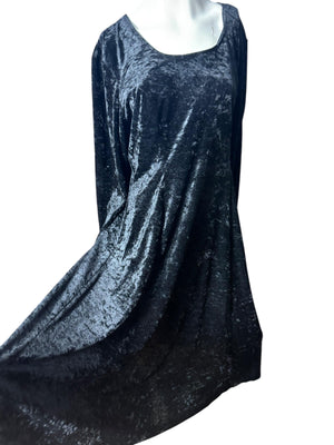 Vintage 80's black velour dress L XL
