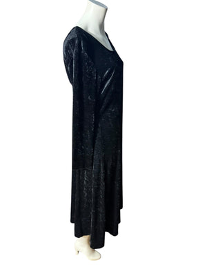 Vintage 80's black velour dress L XL