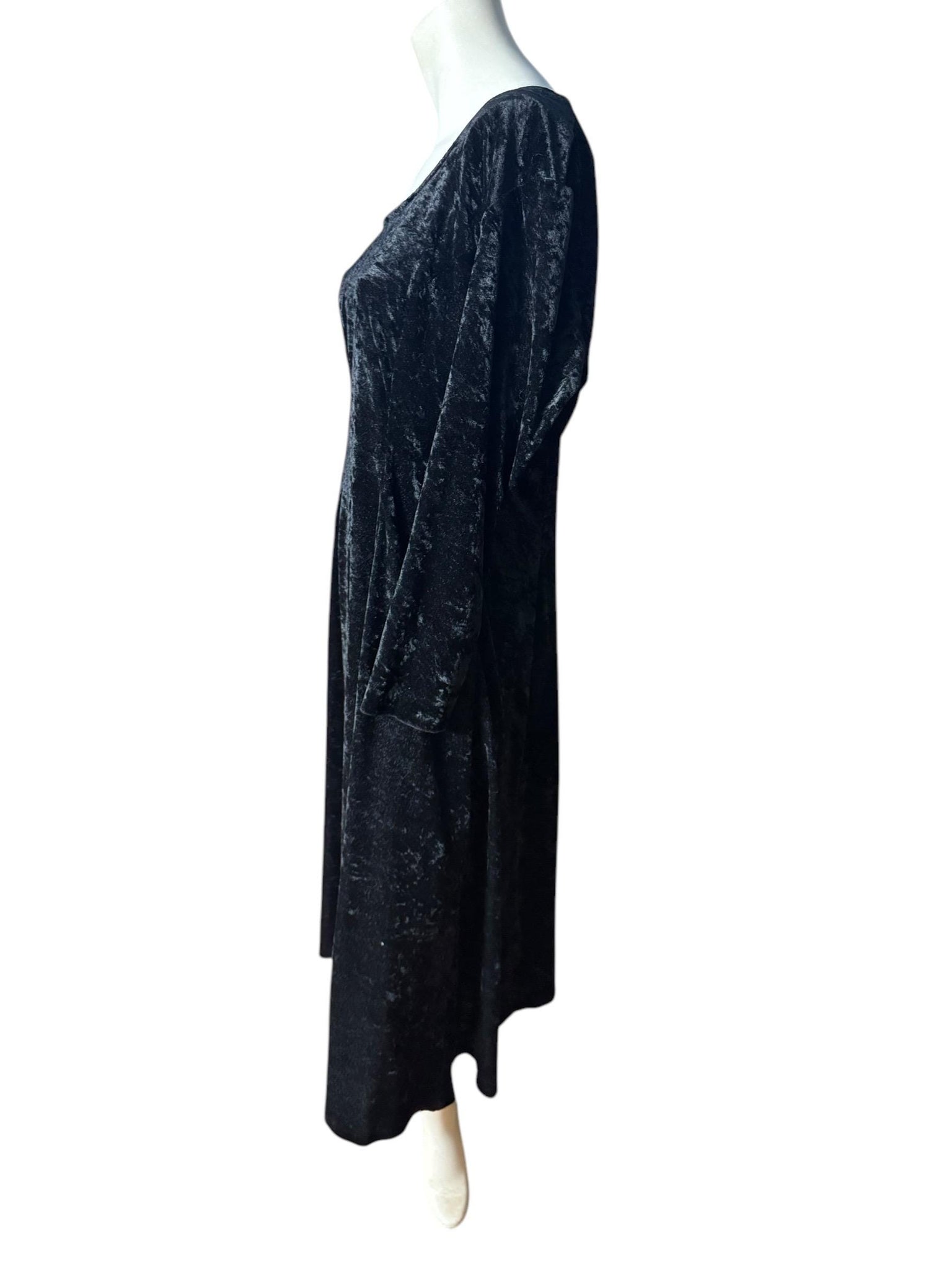 Vintage 80's black velour dress L XL