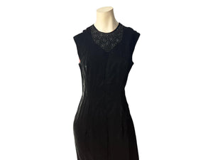 Vintage 1950's black velvet long dress L Carole Craig