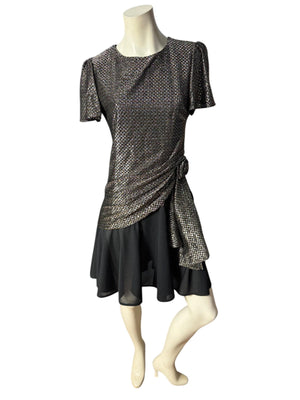 Vintage 70’s black & gold midi dress T F M