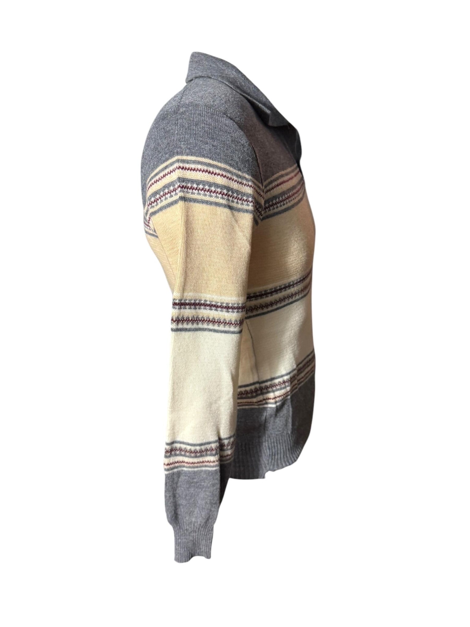 Vintage 70's men's gray striped sweater M Designer Collection