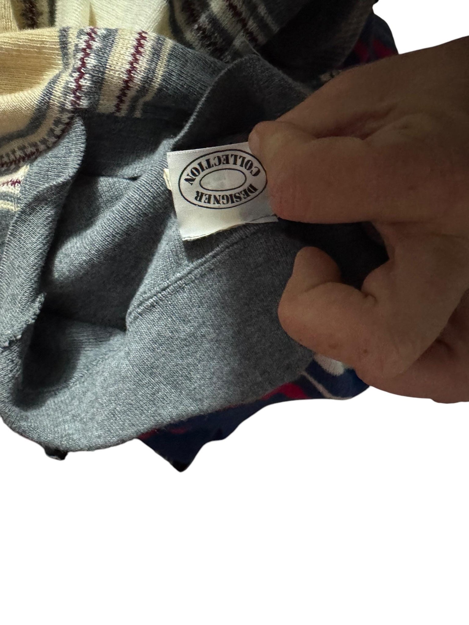 Vintage 70's men's gray striped sweater M Designer Collection