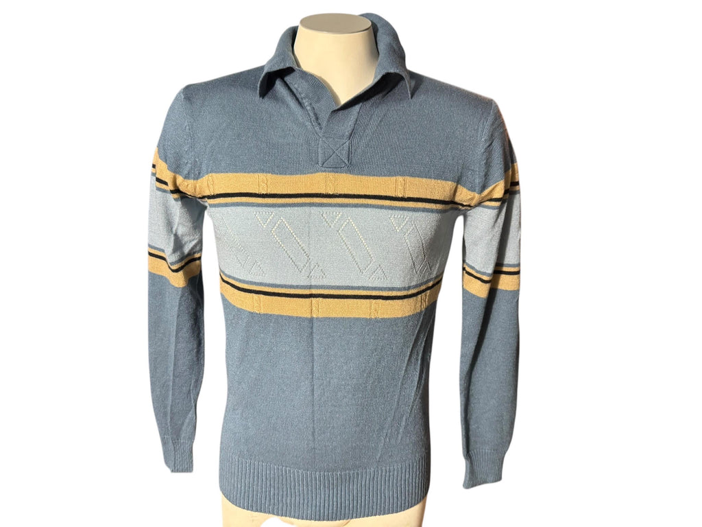 Vintage 70's men's gray striped sweater L Himalaya