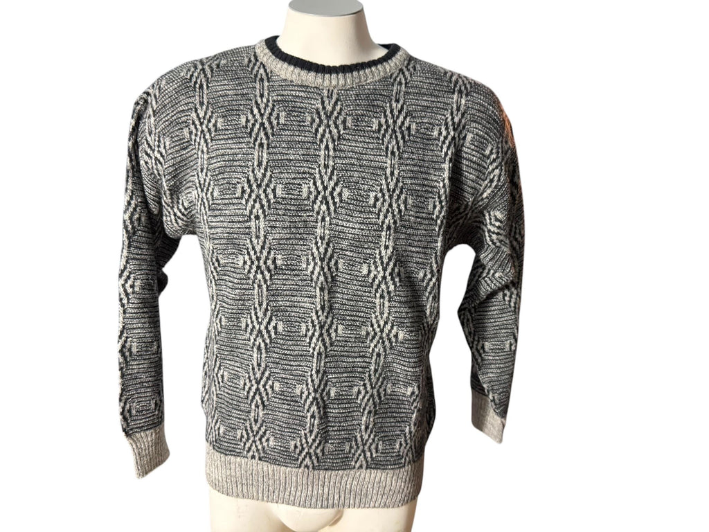 Vintage 80's men's gray & black sweater M Rubenstein