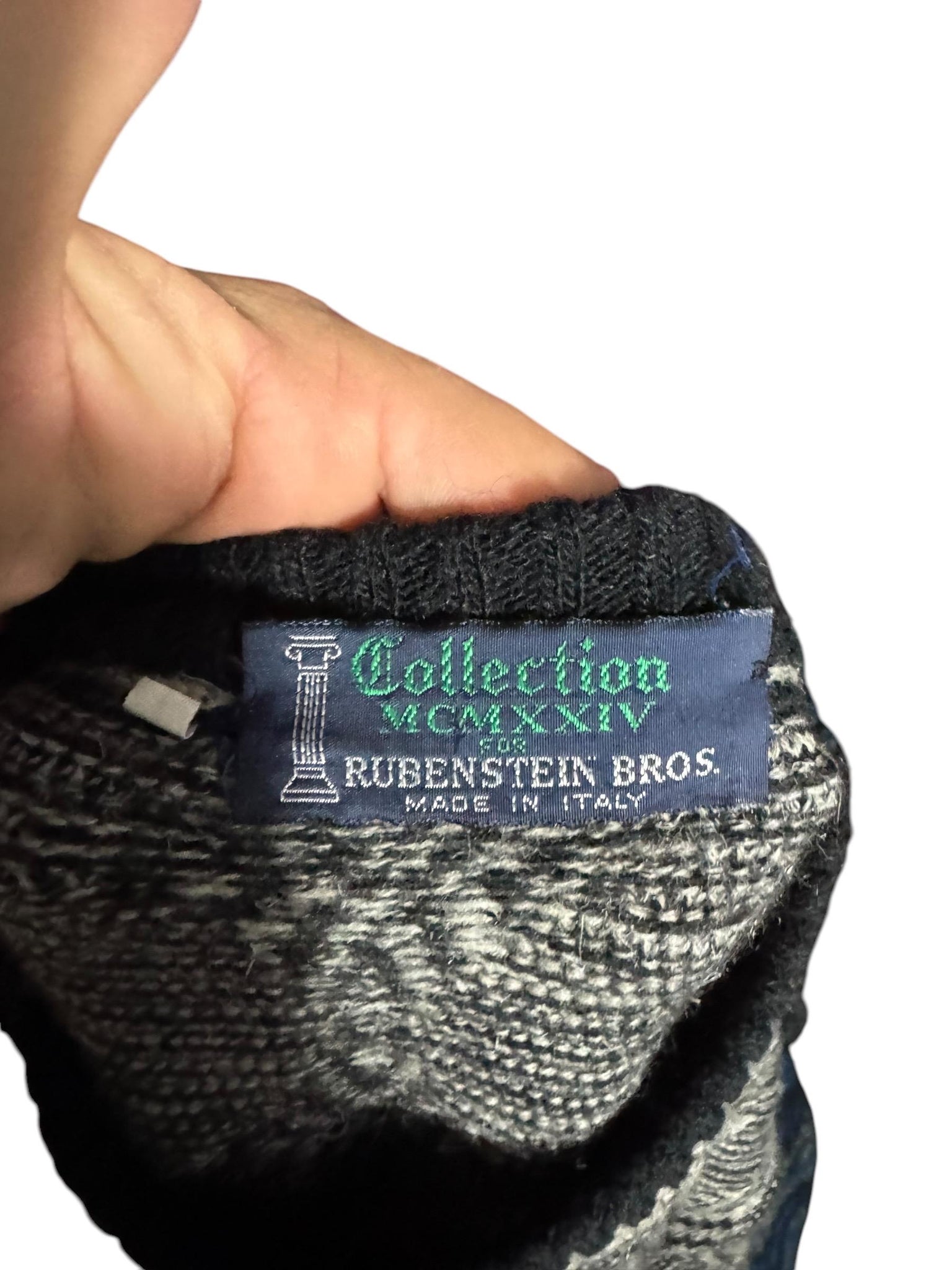 Vintage 80's men's gray & black sweater M Rubenstein