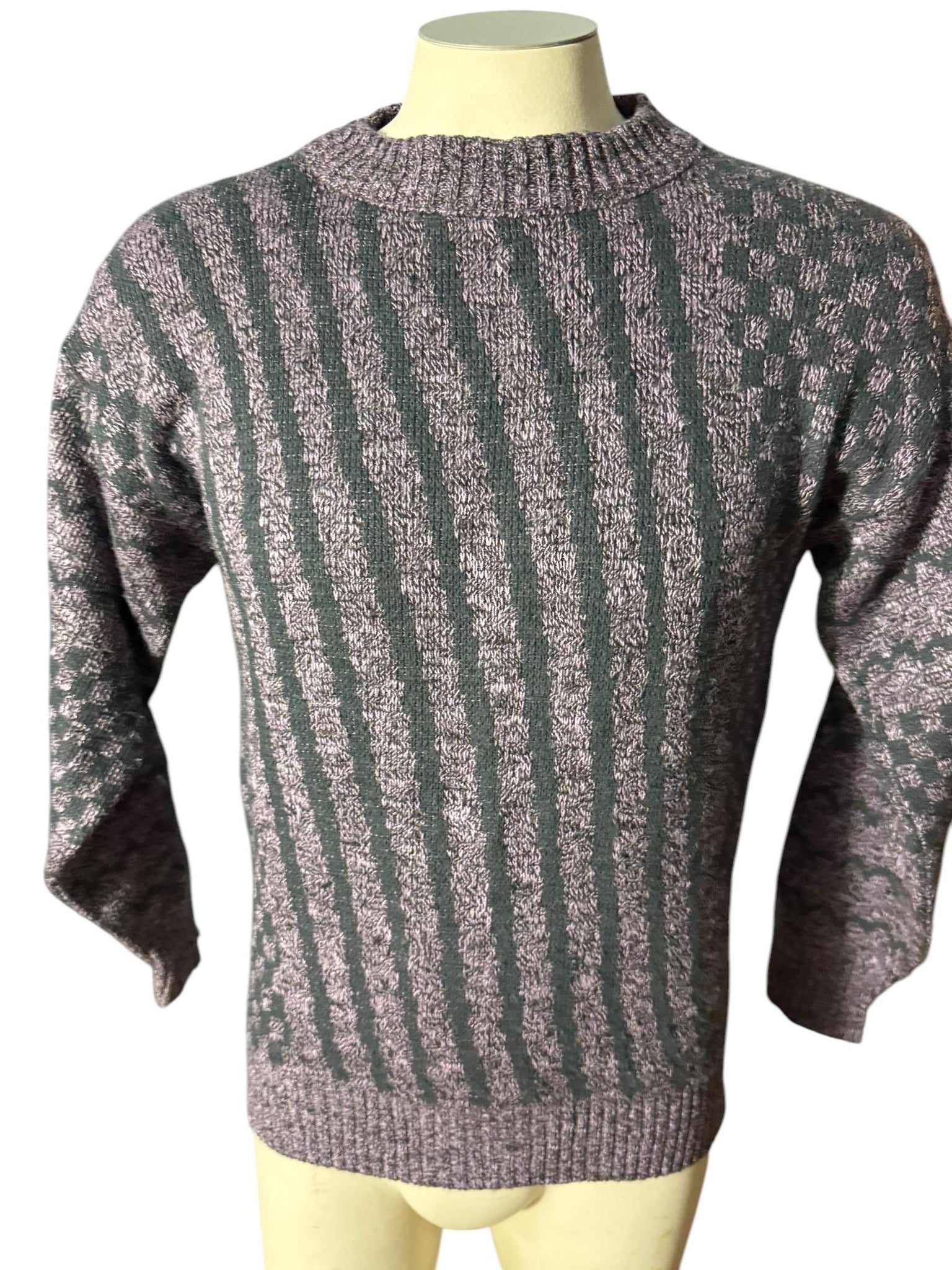 Vintage 80's men's gray & purple sweater S Le Tigre