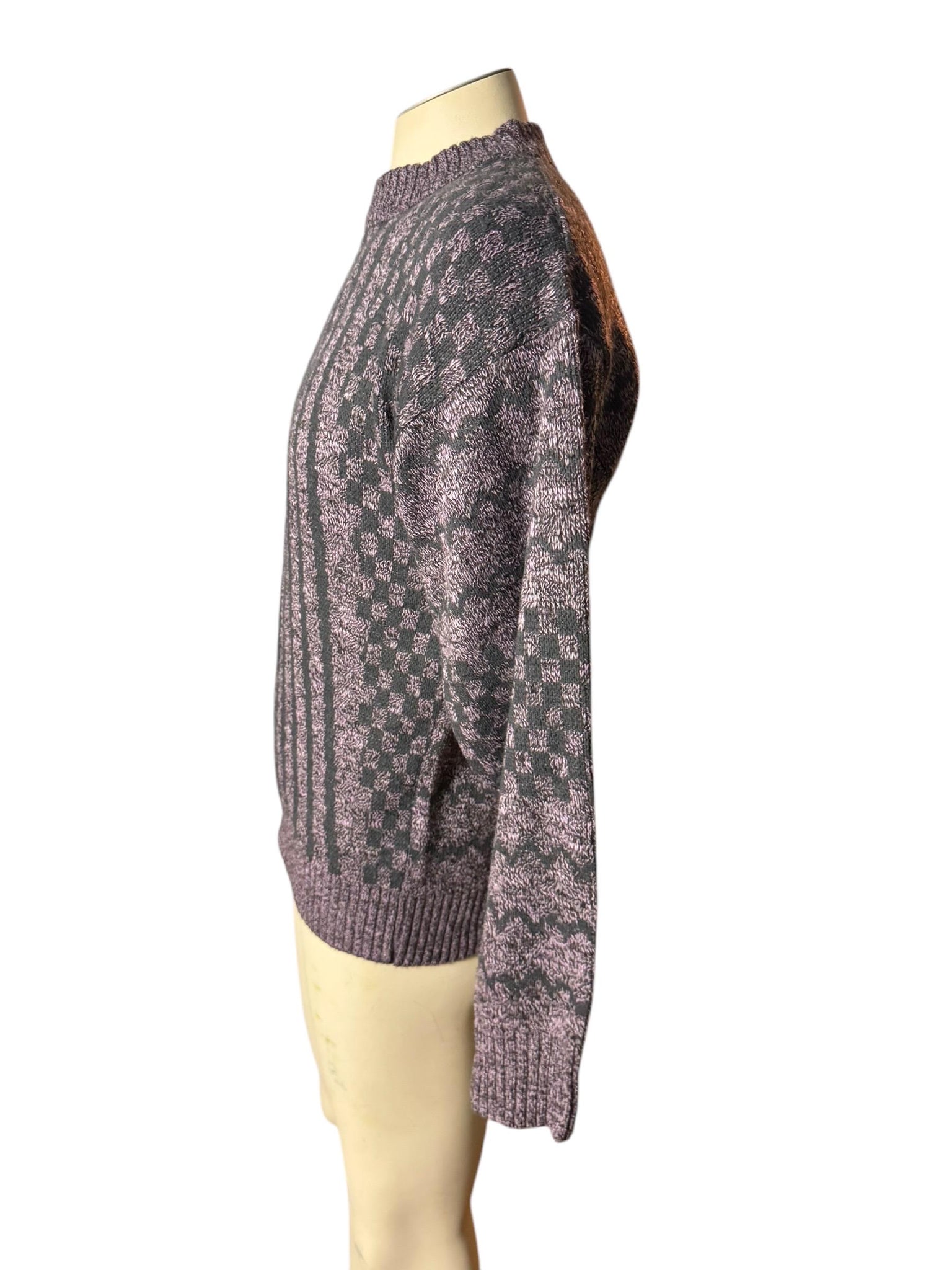 Vintage 80's men's gray & purple sweater S Le Tigre