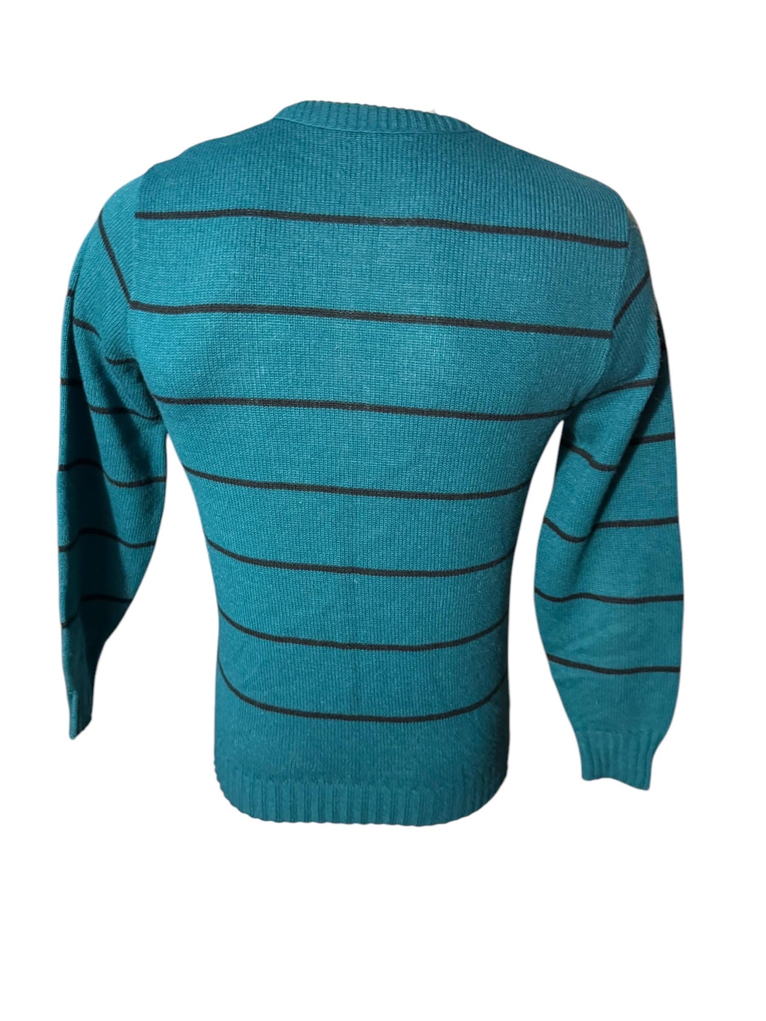 Vintage 80's men's green striped sweater M Le Tigre