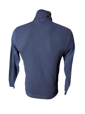 Vintage men's 70's blue ribbed turtleneck shirt S