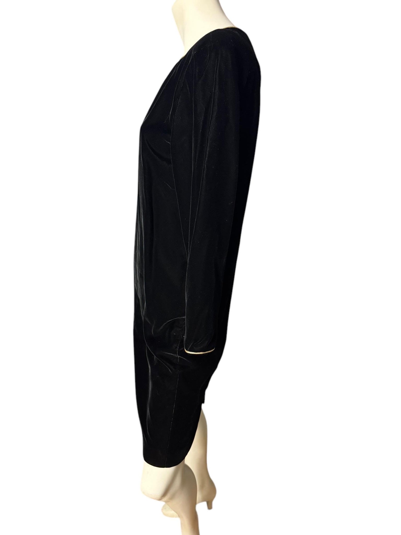 Vintage 80's black velvet dress M L Brooks Brothers