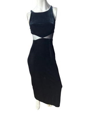 Vintage 80's lon black velour dress 5/6 Betsy Adams