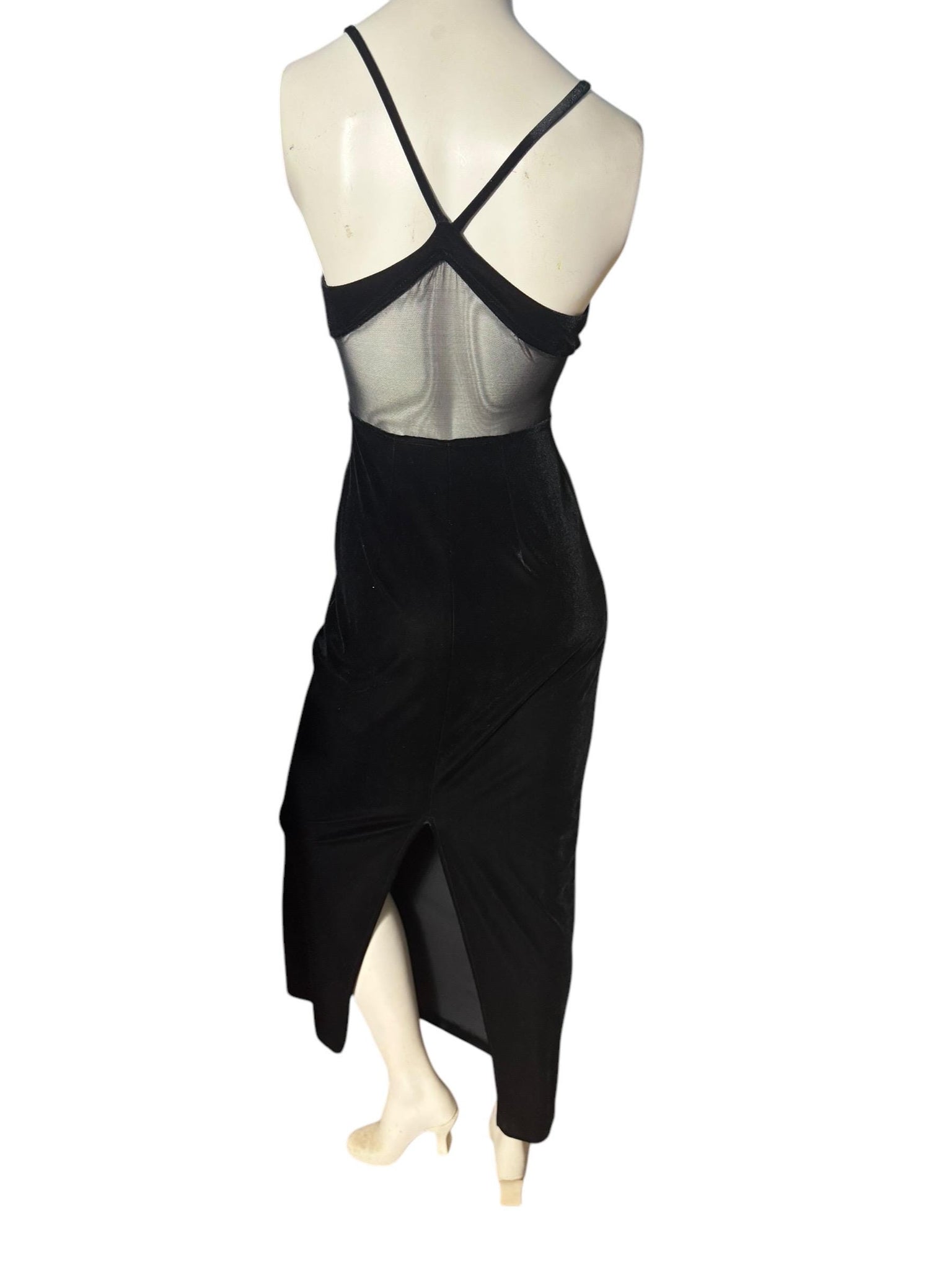 Vintage 80's lon black velour dress 5/6 Betsy Adams