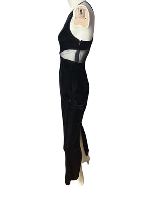 Vintage 80's lon black velour dress 5/6 Betsy Adams