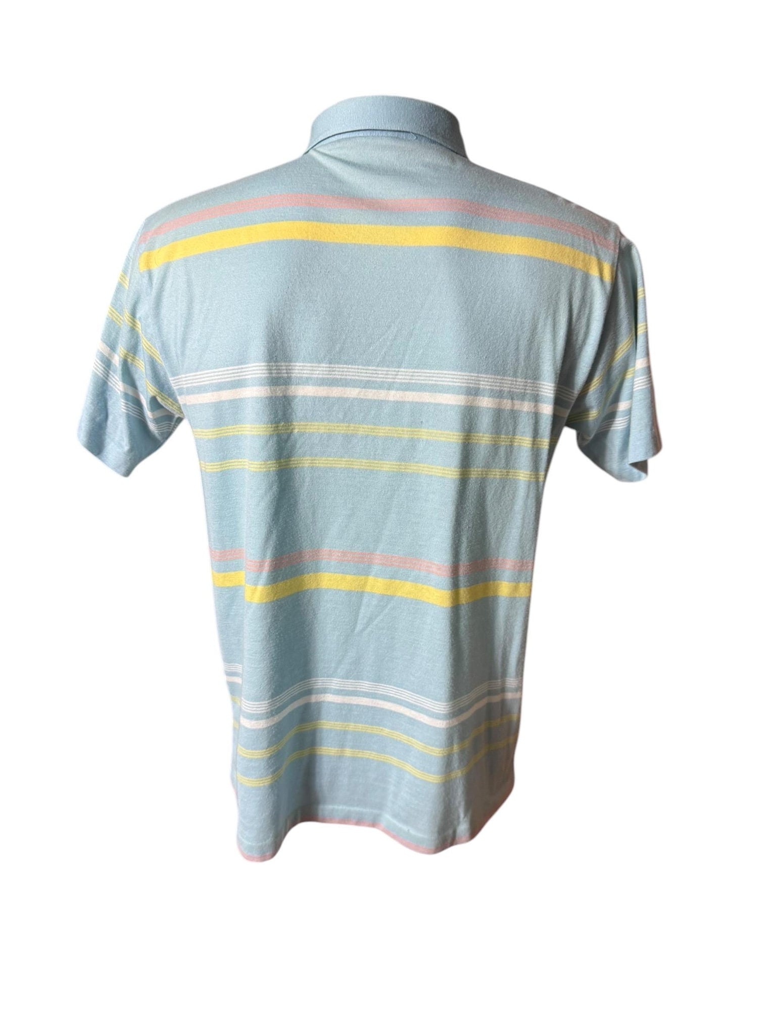 Vintage 80's men's polo shirt M blue & yellow