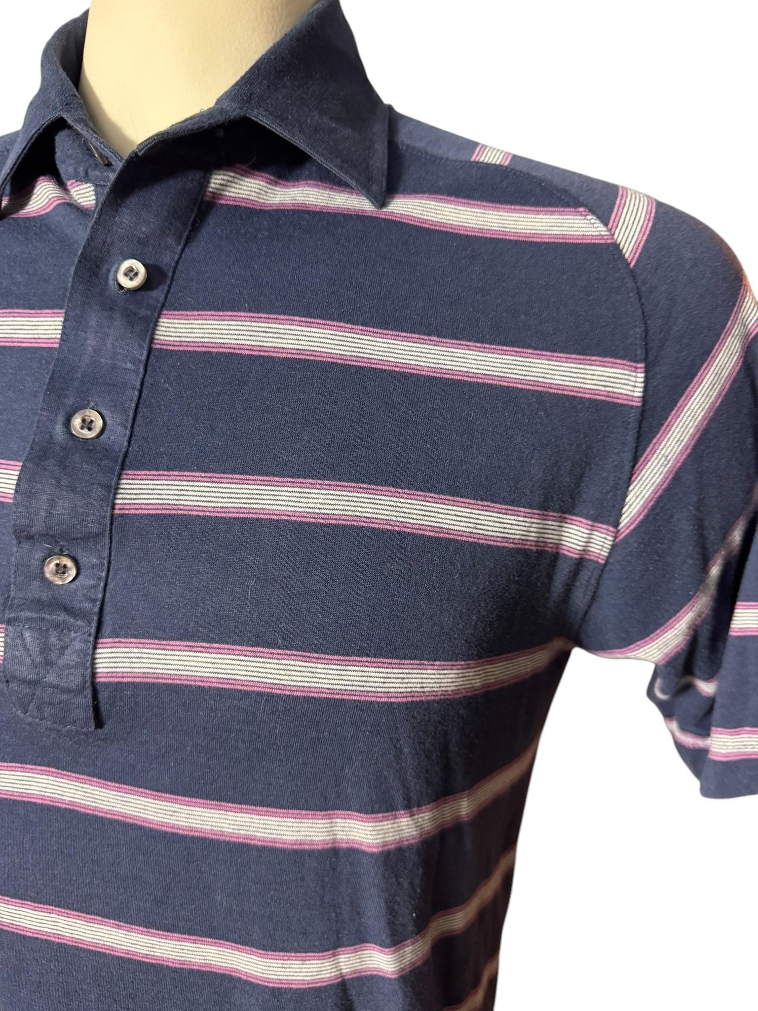 Vintage 80's men's navy purple polo shirt M Hogan