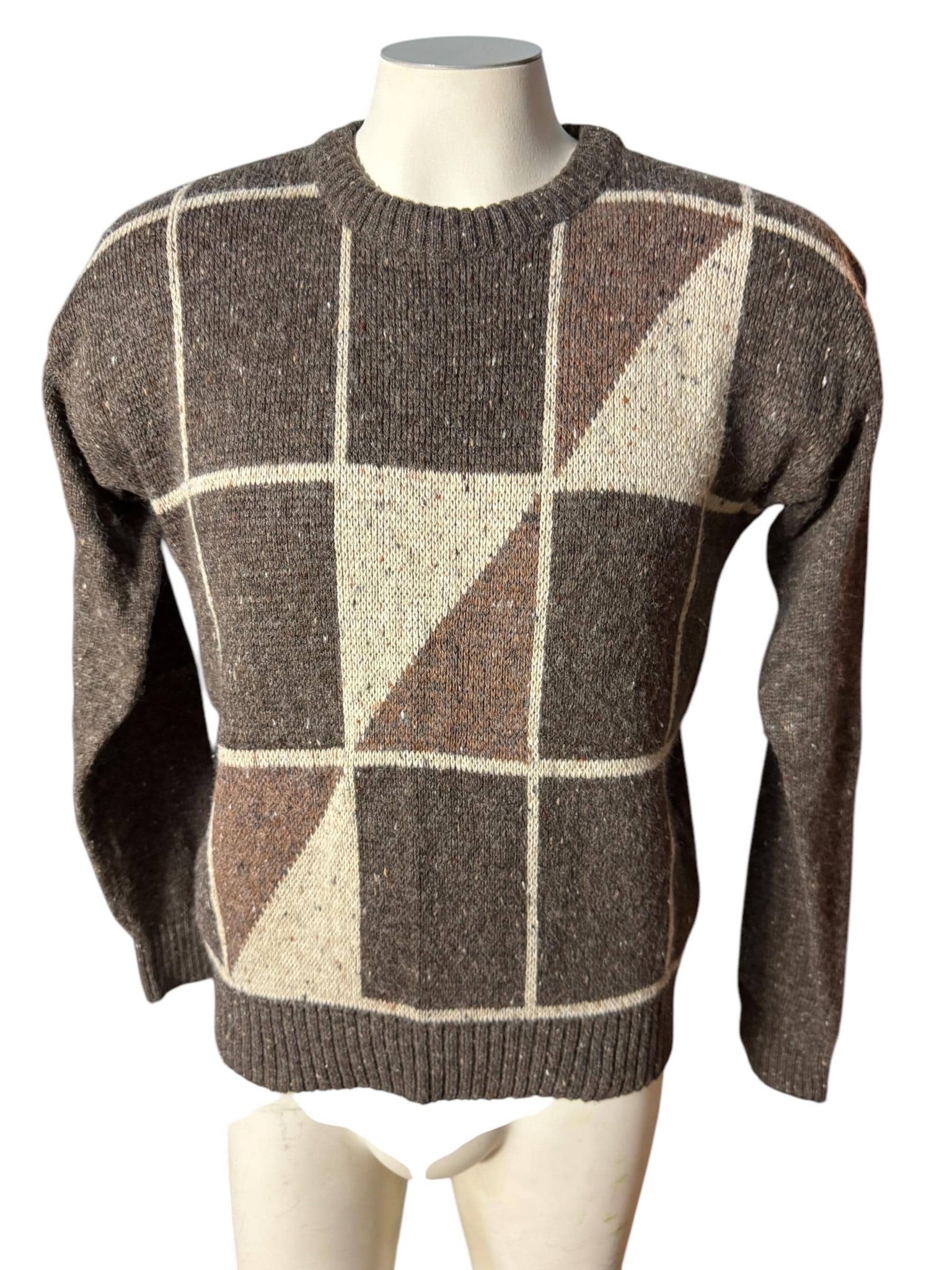 Vintage 80's men's brown pattern sweater M Kennington