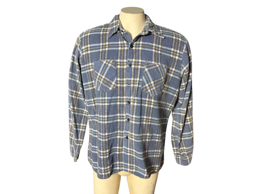 Vintage blue plaid flannel shirt L VanCort