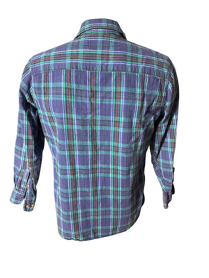 Vintage Manhattan plaid flannel shirt M blue & green