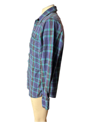 Vintage Manhattan plaid flannel shirt M blue & green
