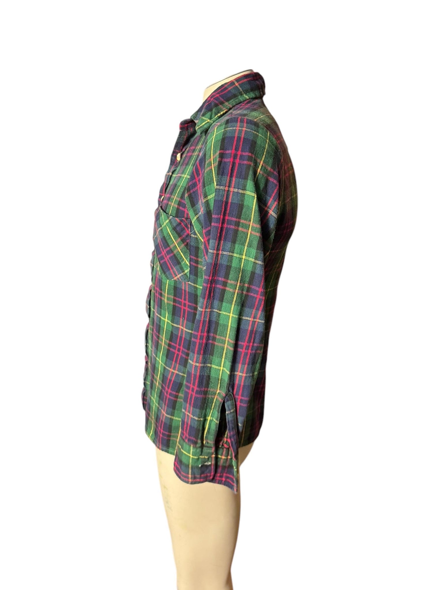 Vintage Manhatten green flannel shirt S
