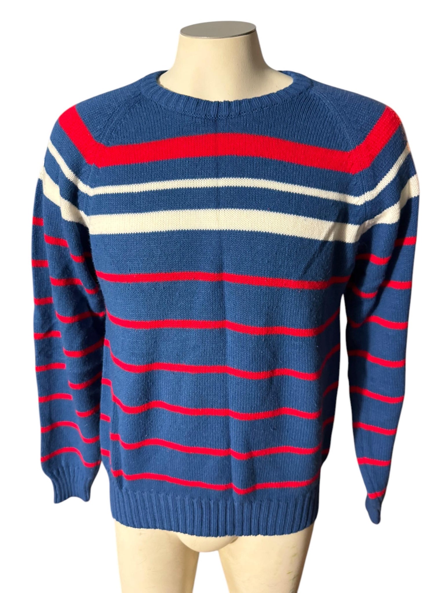 Vintage 80's men's striped sweater M Suspenders