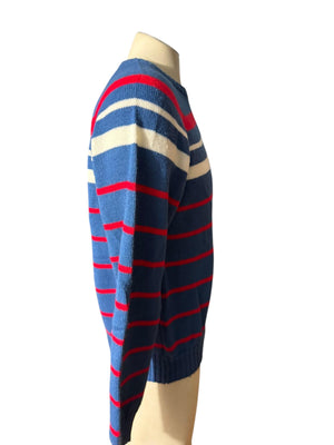 Vintage 80's men's striped sweater M Suspenders