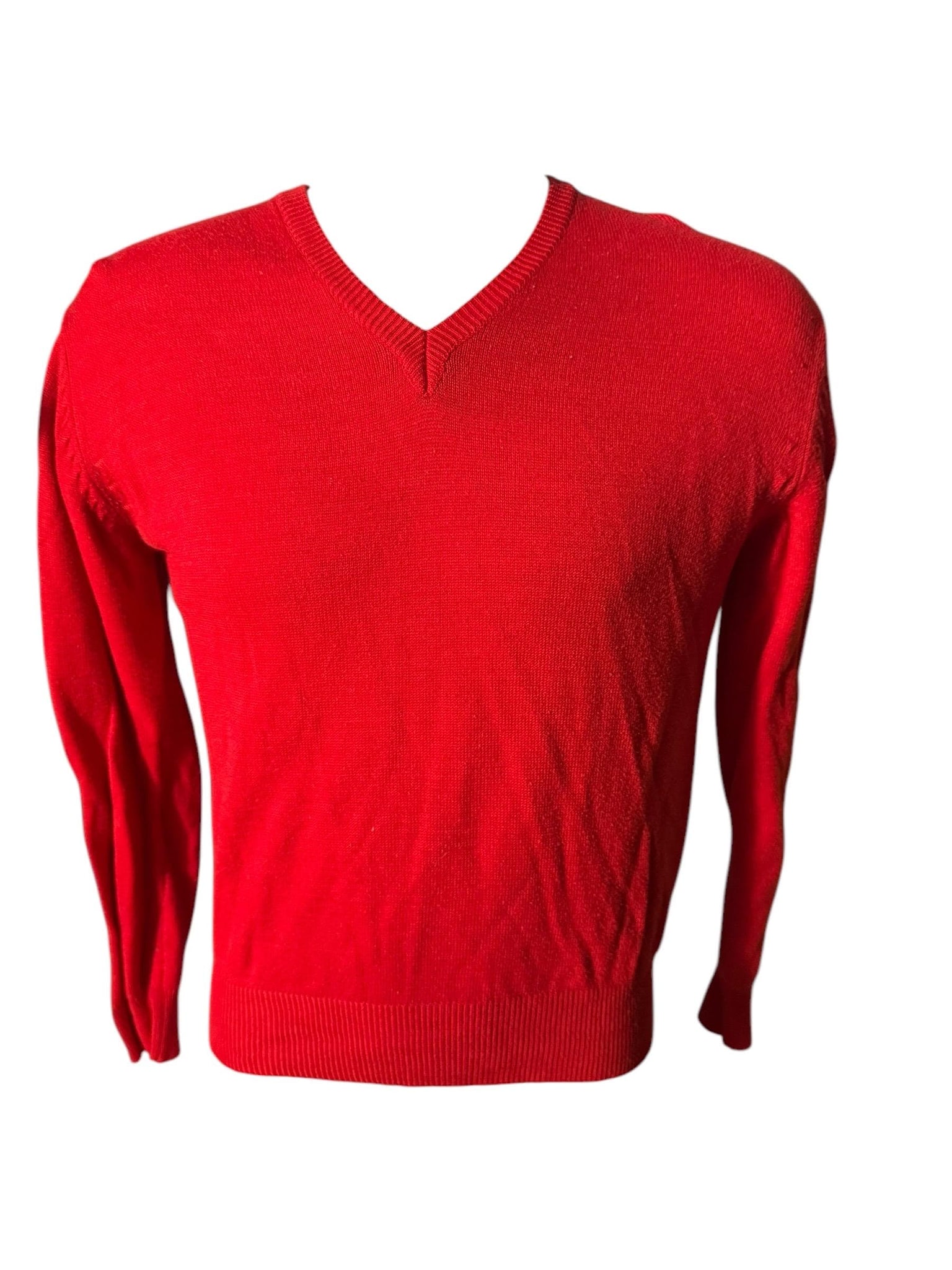 Vintage 70's men's red v neck sweater L Pebble Beach