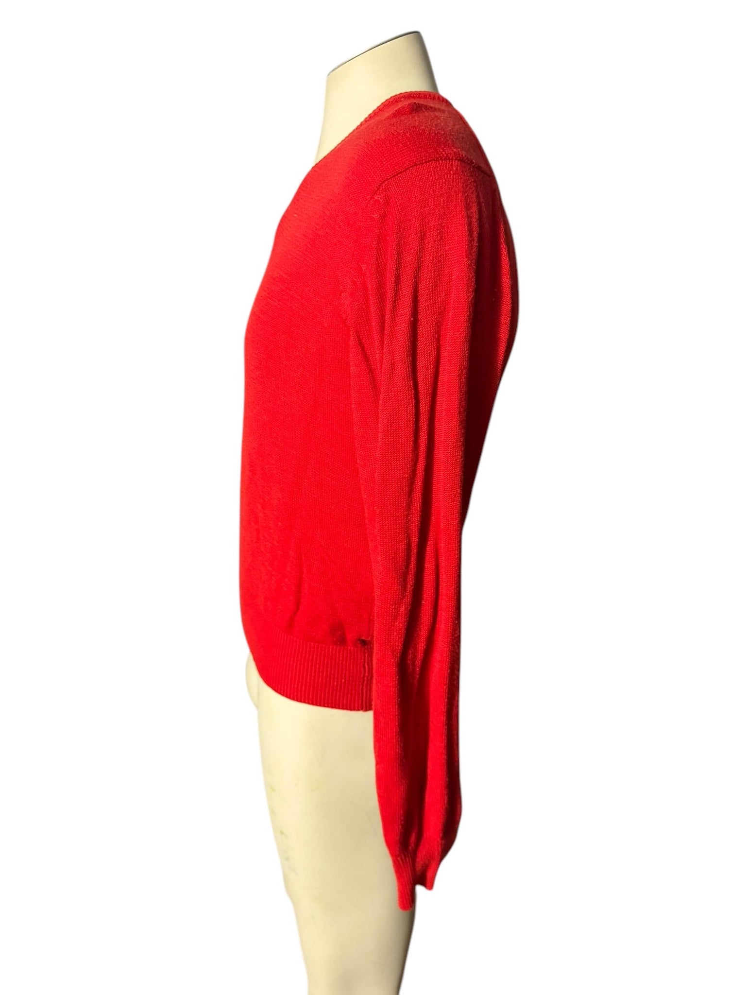 Vintage 70's men's red v neck sweater L Pebble Beach