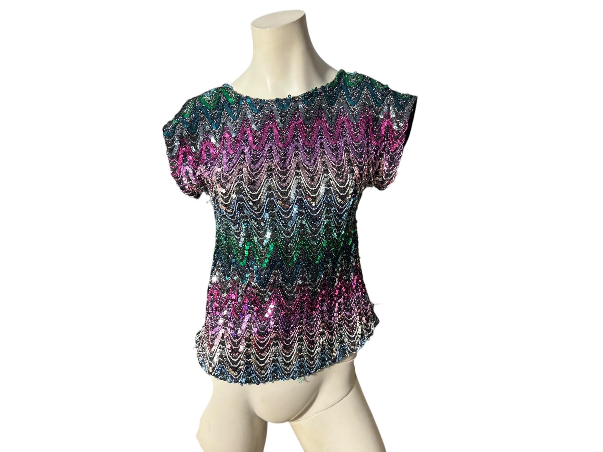 Vintage 70's sequin top shirt S Joanna