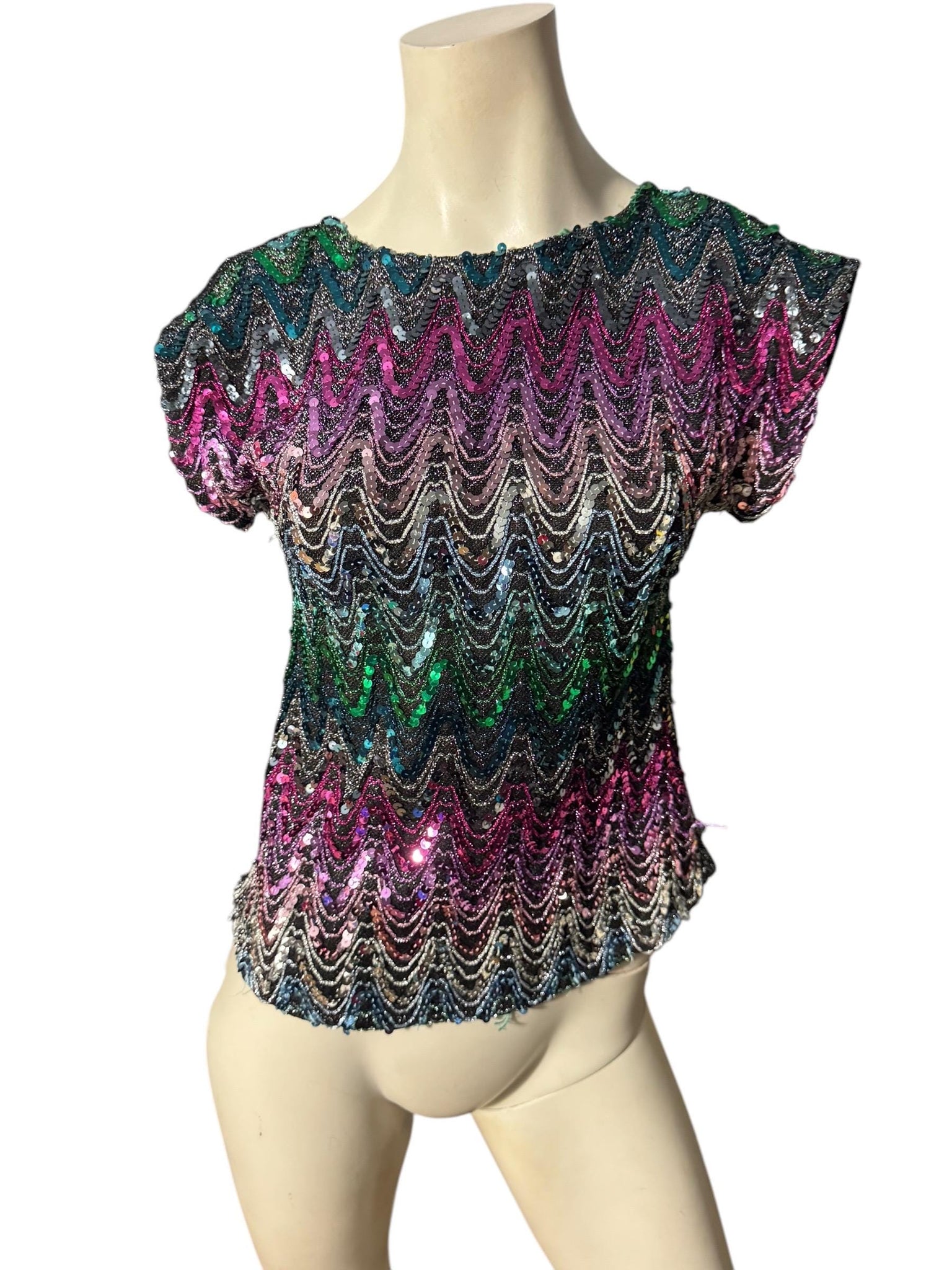 Vintage 70's sequin top shirt S Joanna