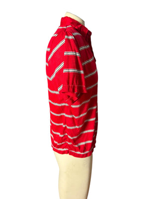 Vintage 80's men's red stripe polo shirt L Youngbloods