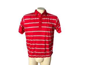 Vintage 80's men's red stripe polo shirt L Youngbloods