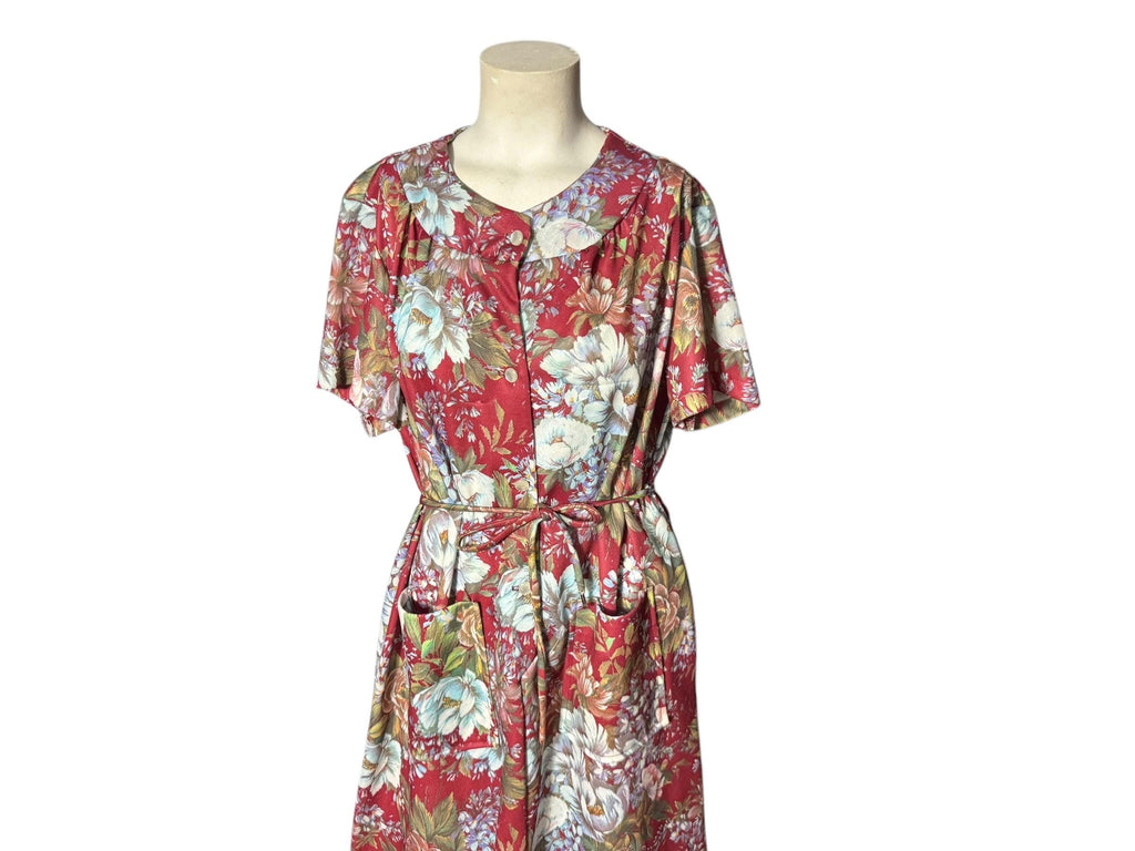 Vintage 70's polyester floral house dress L XL