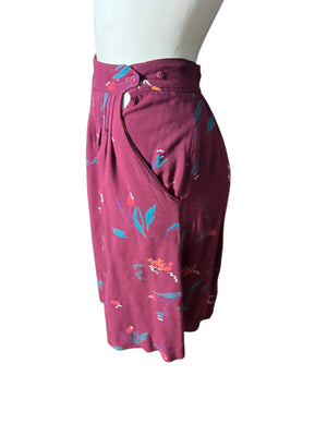 Vintage 80's maroon high waist skirt S Bombacha