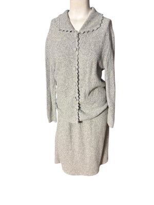 Vintage 70's women's sweater suit skirt & jacket M L Feather Knits