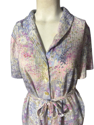 Vintage 70's purple polyester house dress L XL