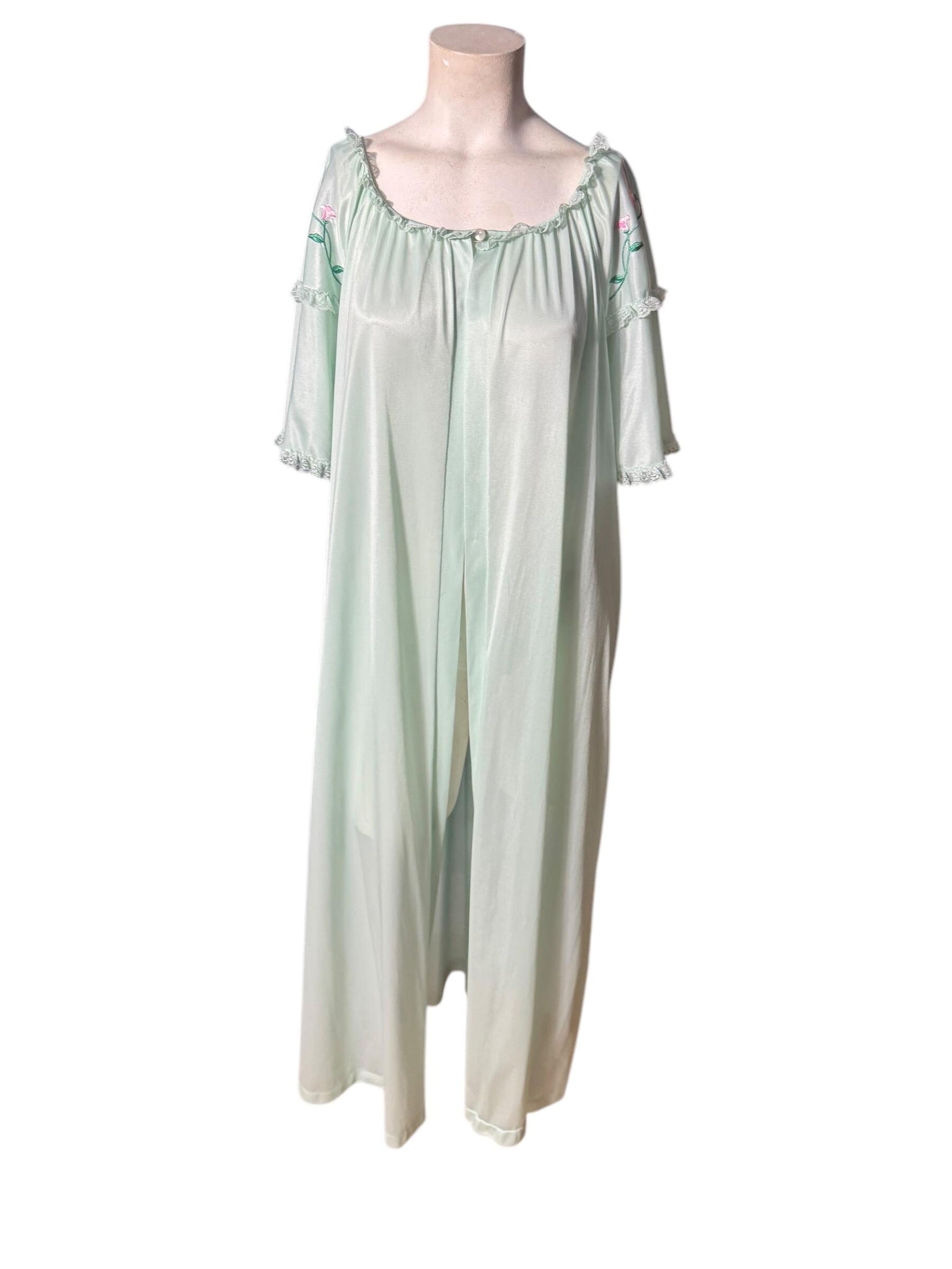 Vintage 70's 80's turquoise robe L