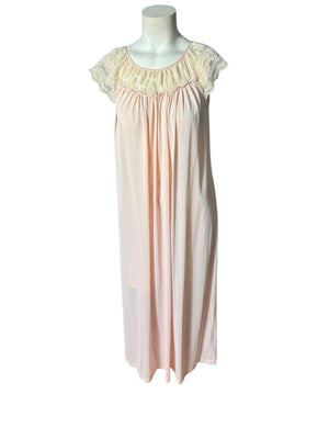 Vintage pink 80's long nightgown M