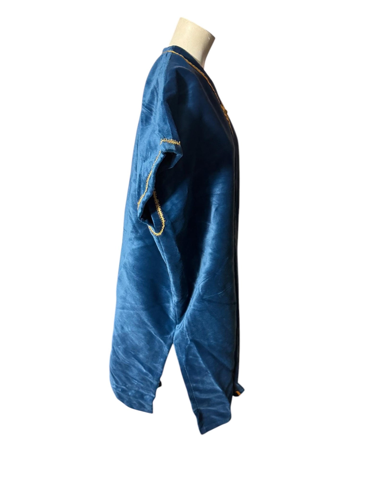 Vintage blue & gold 70's vest cape shawl xl