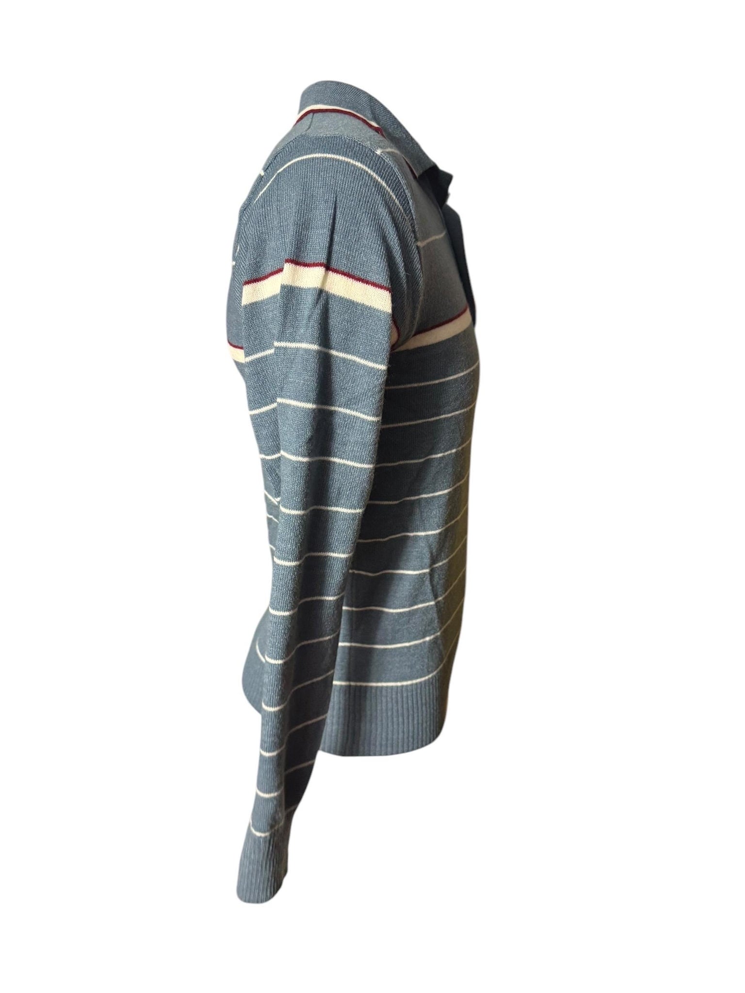 Vintage 70's men's collared striped sweater M Royal Knight