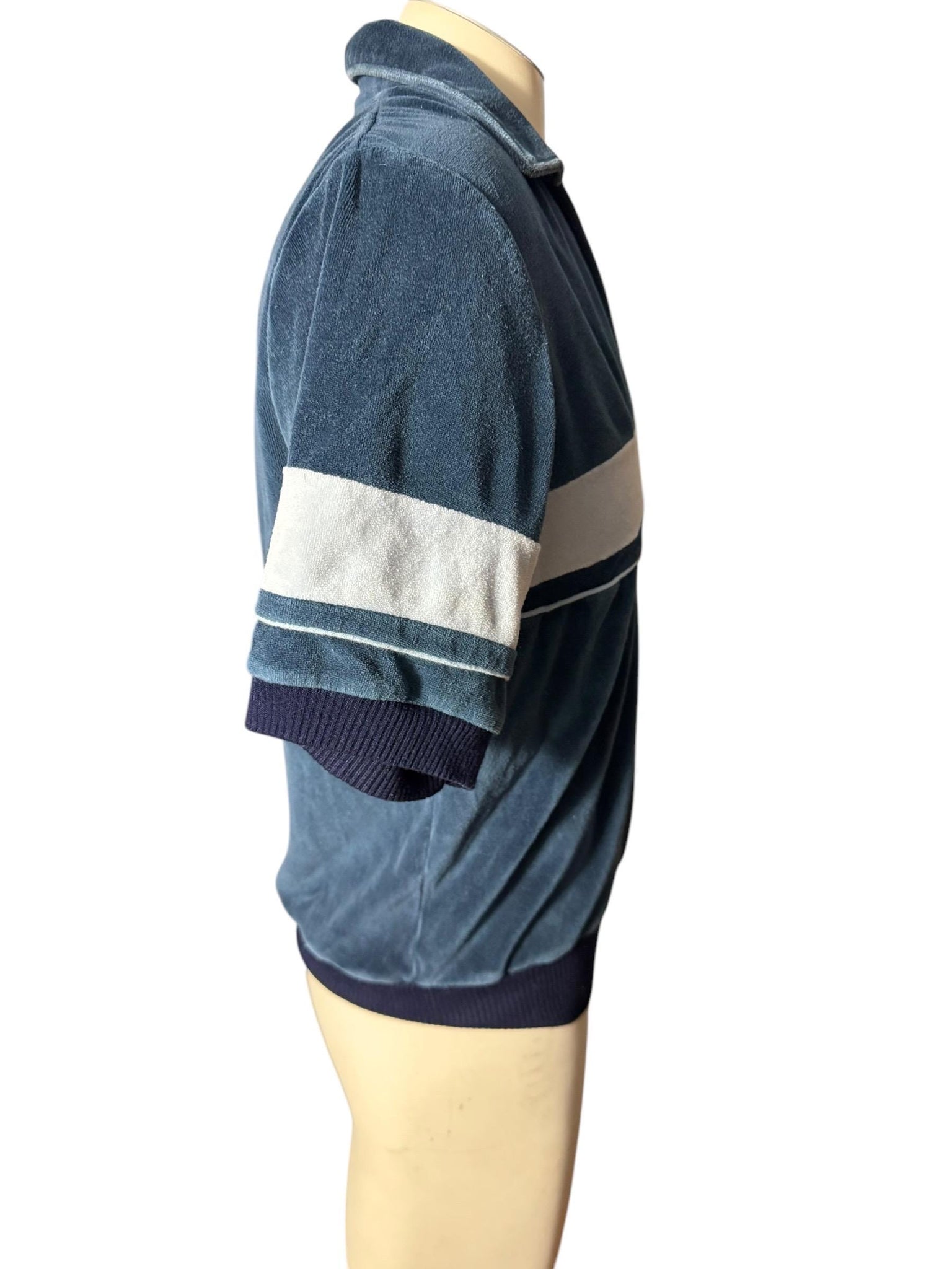 Vintage 70’s blue & tan terry cloth pullover L Gap
