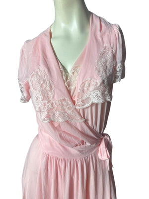 Vintage Lily of France pink Peignoir Nightgown Set S