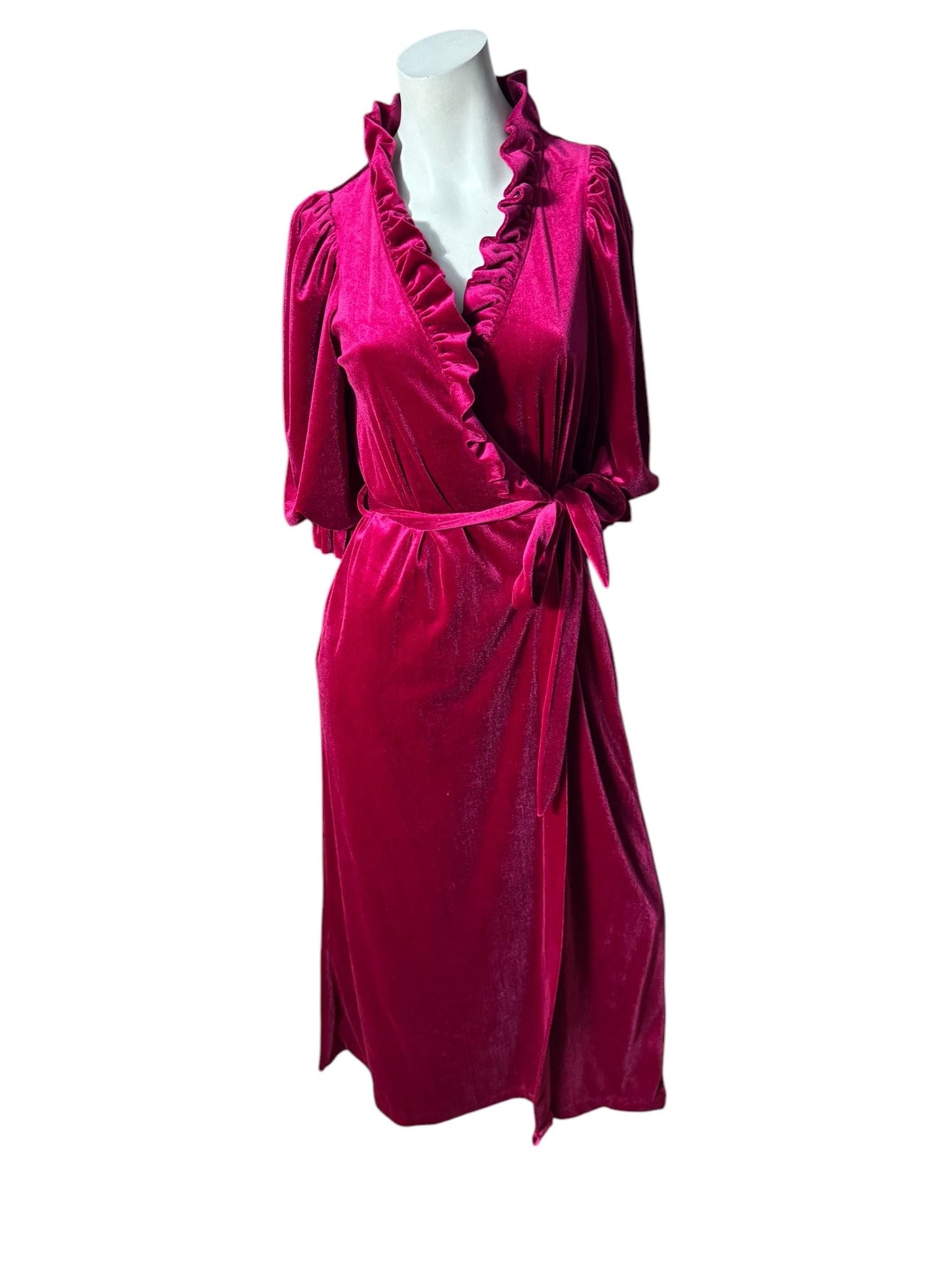 Vintage maroon velour robe S Miss Elaine