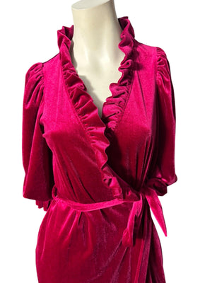 Vintage maroon velour robe S Miss Elaine