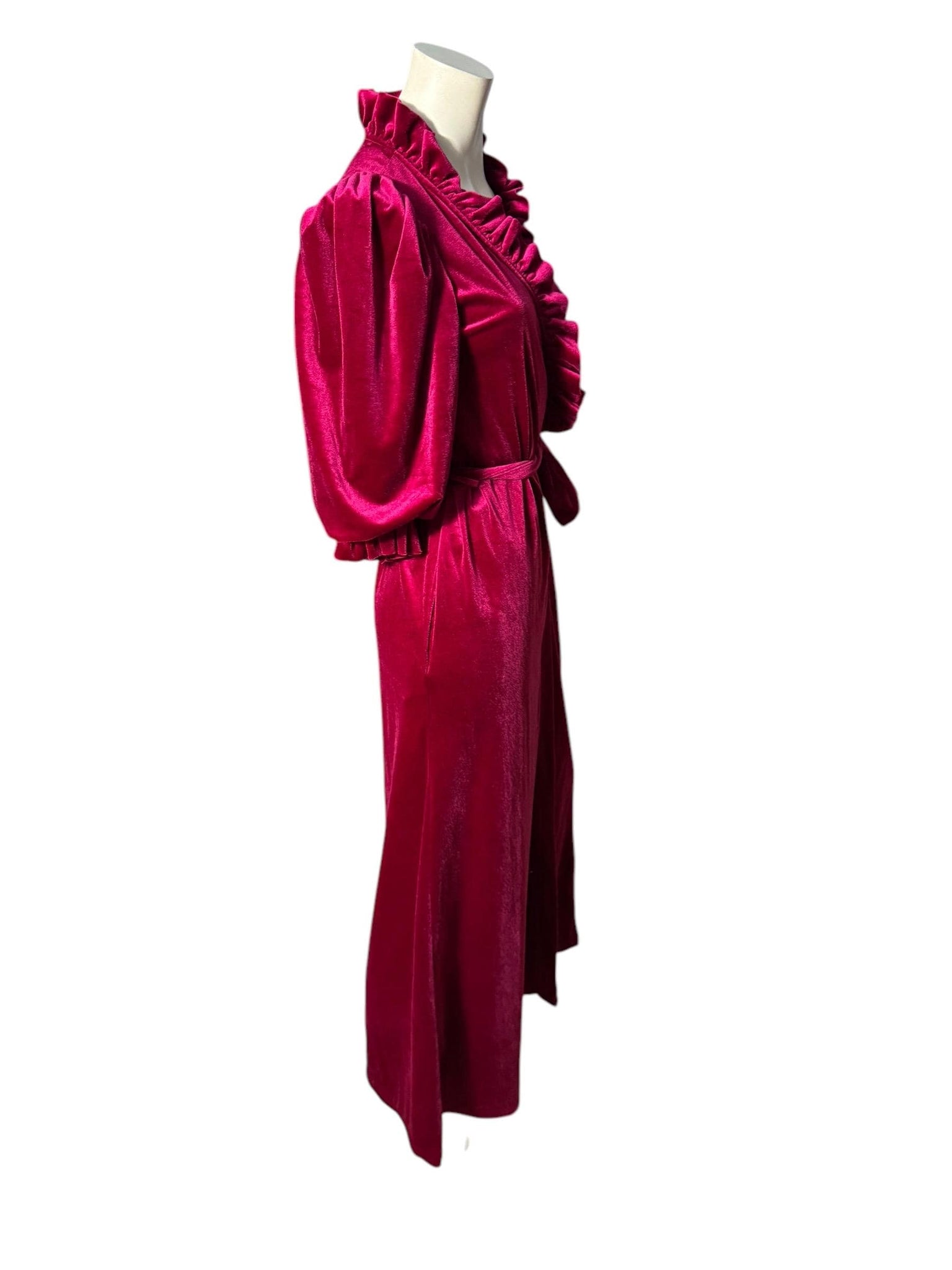 Vintage maroon velour robe S Miss Elaine