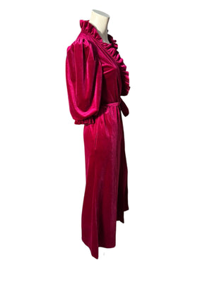 Vintage maroon velour robe S Miss Elaine