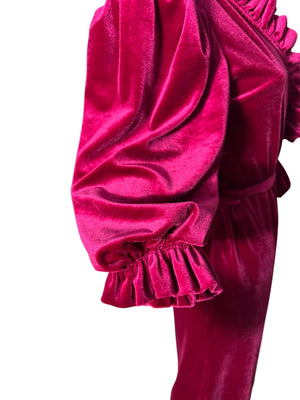 Vintage maroon velour robe S Miss Elaine