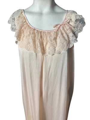 Vintage pink 80's long nightgown M